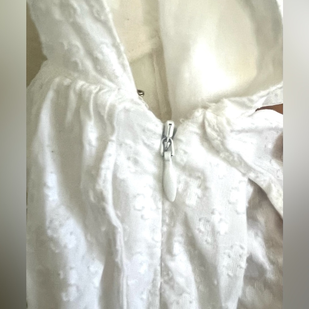 RHODE Resort Leela Tiered V-Neck White Cotton Ruffle Midi Dress – Sz. 4 Bridal - Picture 7 of 13